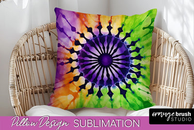 Halloween Tie Dye Pillow Cover - Tie Dye Pillow Sublimation Sublimation OrangeBrushStudio 
