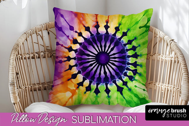 Halloween Tie Dye Pillow Cover - Tie Dye Pillow Sublimation Sublimation OrangeBrushStudio 