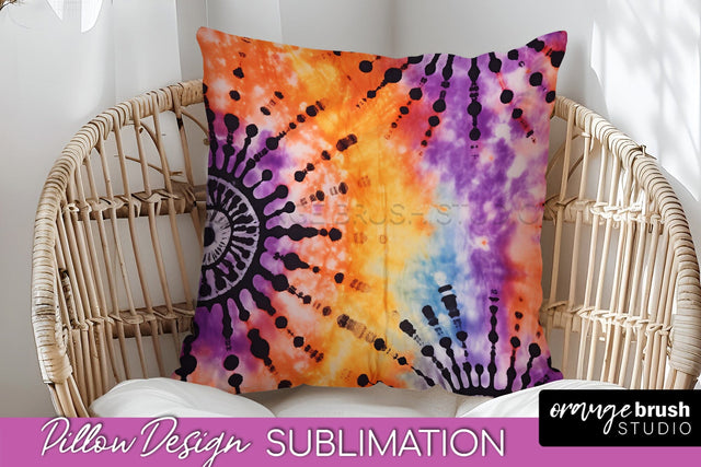 Halloween Tie Dye Pillow Cover - Tie Dye Pillow Sublimation Sublimation OrangeBrushStudio 