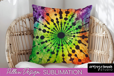 Halloween Tie Dye Pillow Cover - Tie Dye Pillow Sublimation Sublimation OrangeBrushStudio 