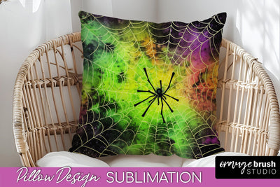 Halloween Tie Dye Pillow Cover - Tie Dye Pillow Sublimation Sublimation OrangeBrushStudio 