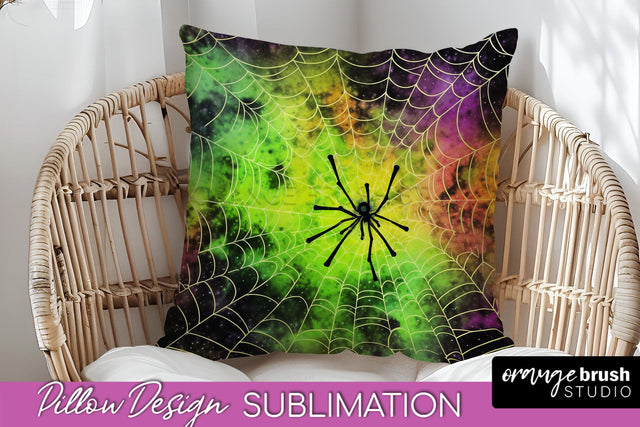 Halloween Tie Dye Pillow Cover - Tie Dye Pillow Sublimation Sublimation OrangeBrushStudio 