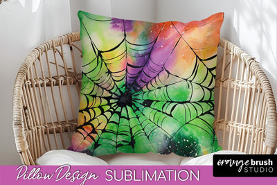 Halloween Tie Dye Pillow Cover - Tie Dye Pillow Sublimation Sublimation OrangeBrushStudio 