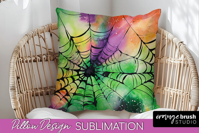 Halloween Tie Dye Pillow Cover - Tie Dye Pillow Sublimation Sublimation OrangeBrushStudio 