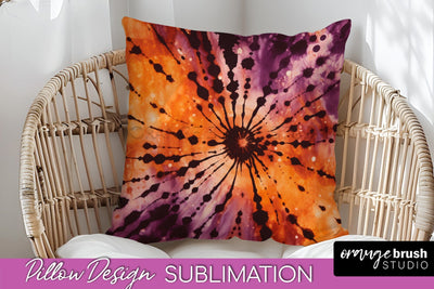 Halloween Tie Dye Pillow Cover - Tie Dye Pillow Sublimation Sublimation OrangeBrushStudio 