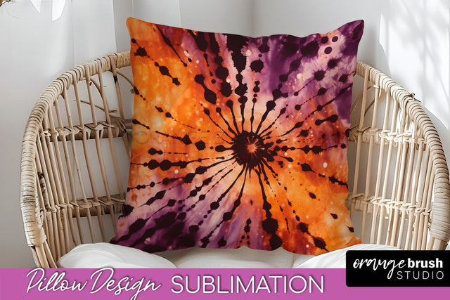 Halloween Tie Dye Pillow Cover - Tie Dye Pillow Sublimation Sublimation OrangeBrushStudio 