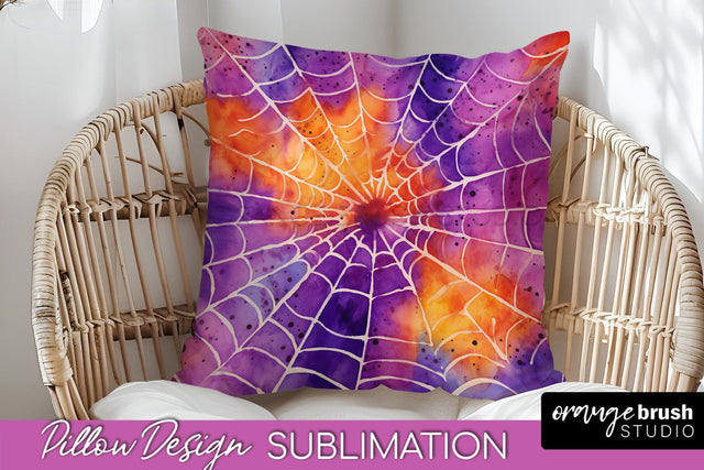 Halloween Tie Dye Pillow Cover - Tie Dye Pillow Sublimation Sublimation OrangeBrushStudio 