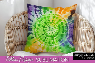 Halloween Tie Dye Pillow Cover - Tie Dye Pillow Sublimation Sublimation OrangeBrushStudio 