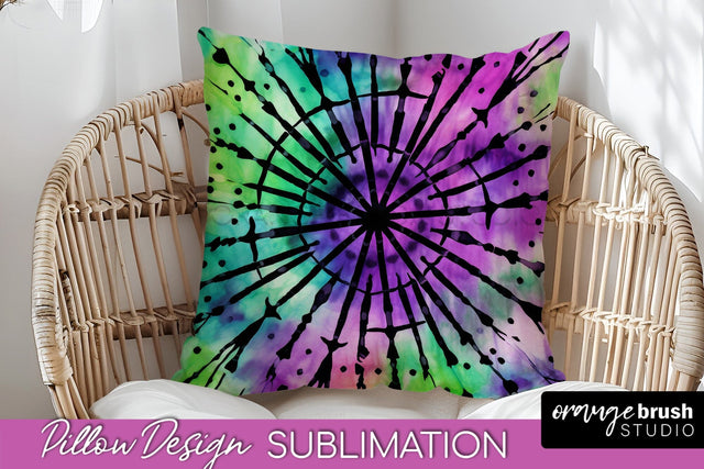 Halloween Tie Dye Pillow Cover - Tie Dye Pillow Sublimation Sublimation OrangeBrushStudio 