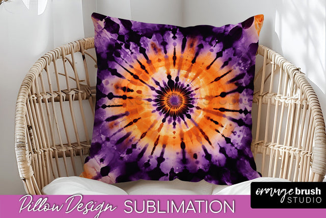 Halloween Tie Dye Pillow Cover - Tie Dye Pillow Sublimation Sublimation OrangeBrushStudio 