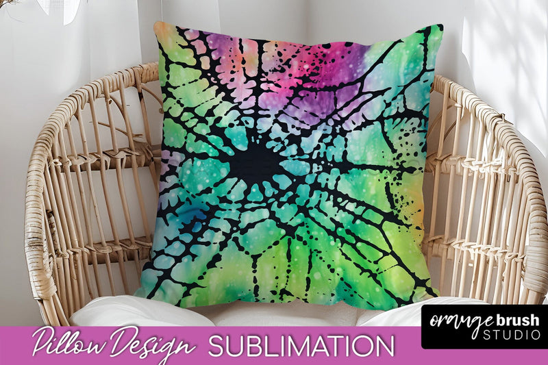 Halloween Tie Dye Pillow Cover - Tie Dye Pillow Sublimation Sublimation OrangeBrushStudio 