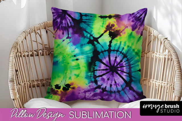 Halloween Tie Dye Pillow Cover - Tie Dye Pillow Sublimation Sublimation OrangeBrushStudio 