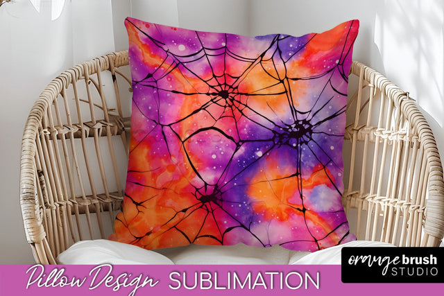 Halloween Tie Dye Pillow Cover - Tie Dye Pillow Sublimation Sublimation OrangeBrushStudio 