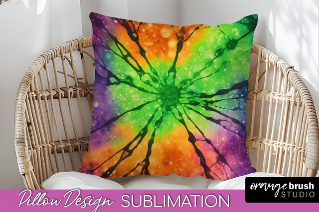 Halloween Tie Dye Pillow Cover - Tie Dye Pillow Sublimation Sublimation OrangeBrushStudio 