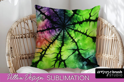 Halloween Tie Dye Pillow Cover - Tie Dye Pillow Sublimation Sublimation OrangeBrushStudio 
