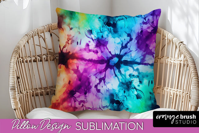 Halloween Tie Dye Pillow Cover - Tie Dye Pillow Sublimation Sublimation OrangeBrushStudio 
