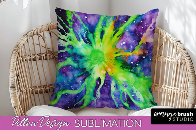 Halloween Tie Dye Pillow Cover - Tie Dye Pillow Sublimation Sublimation OrangeBrushStudio 