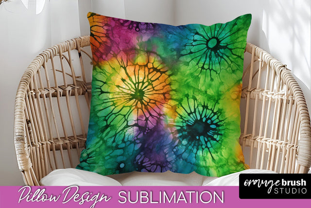 Halloween Tie Dye Pillow Cover - Tie Dye Pillow Sublimation Sublimation OrangeBrushStudio 