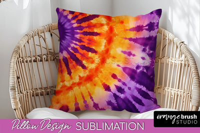 Halloween Tie Dye Pillow Cover - Tie Dye Pillow Sublimation Sublimation OrangeBrushStudio 