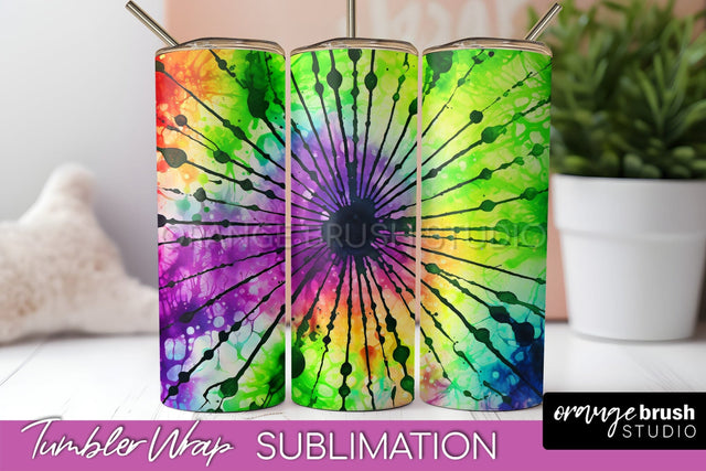 Halloween Tie Dye Tumbler Wrap, Tie Dye Tumbler Sublimation Sublimation OrangeBrushStudio 