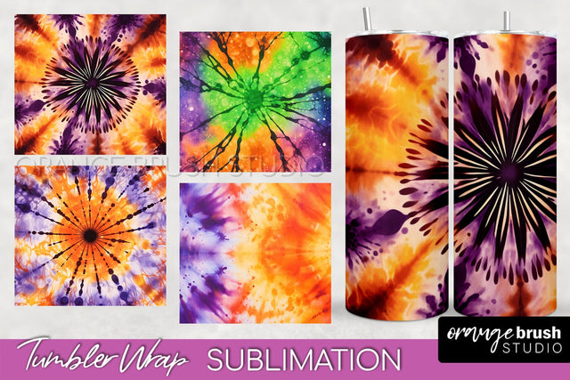 Halloween Tie Dye Tumbler Wrap, Tie Dye Tumbler Sublimation Sublimation OrangeBrushStudio 