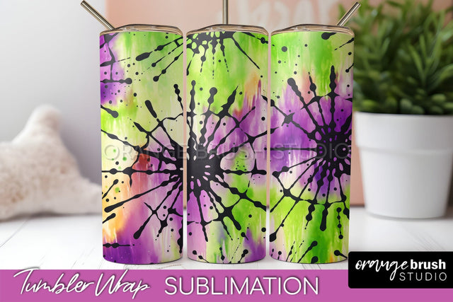 Halloween Tie Dye Tumbler Wrap, Tie Dye Tumbler Sublimation Sublimation OrangeBrushStudio 