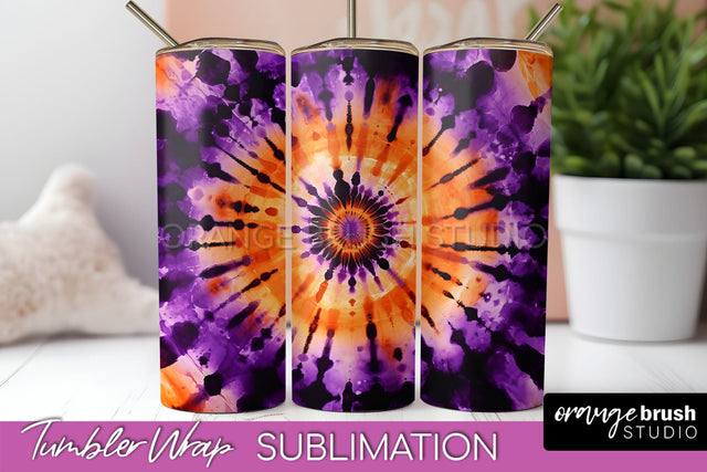 Halloween Tie Dye Tumbler Wrap, Tie Dye Tumbler Sublimation Sublimation OrangeBrushStudio 
