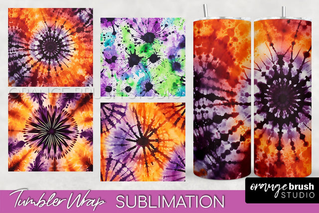Halloween Tie Dye Tumbler Wrap, Tie Dye Tumbler Sublimation Sublimation OrangeBrushStudio 