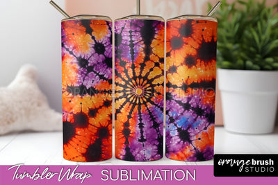 Halloween Tie Dye Tumbler Wrap, Tie Dye Tumbler Sublimation Sublimation OrangeBrushStudio 