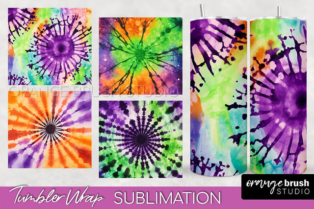 Halloween Tie Dye Tumbler Wrap, Tie Dye Tumbler Sublimation Sublimation OrangeBrushStudio 