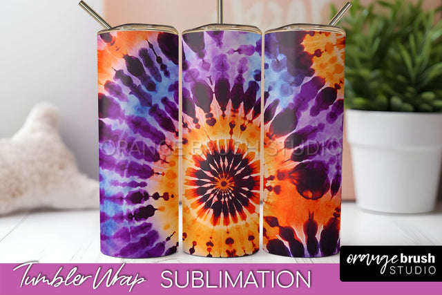 Halloween Tie Dye Tumbler Wrap, Tie Dye Tumbler Sublimation Sublimation OrangeBrushStudio 