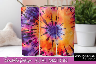 Halloween Tie Dye Tumbler Wrap, Tie Dye Tumbler Sublimation Sublimation OrangeBrushStudio 