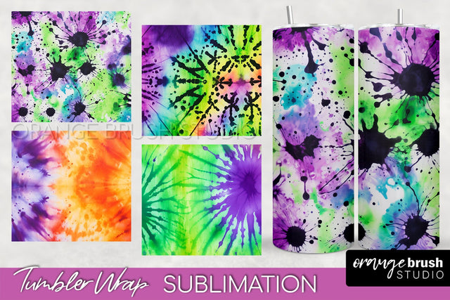 Halloween Tie Dye Tumbler Wrap, Tie Dye Tumbler Sublimation Sublimation OrangeBrushStudio 