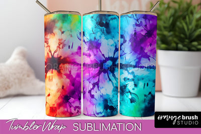 Halloween Tie Dye Tumbler Wrap, Tie Dye Tumbler Sublimation Sublimation OrangeBrushStudio 