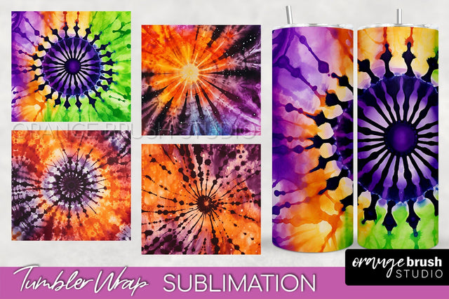 Halloween Tie Dye Tumbler Wrap, Tie Dye Tumbler Sublimation Sublimation OrangeBrushStudio 