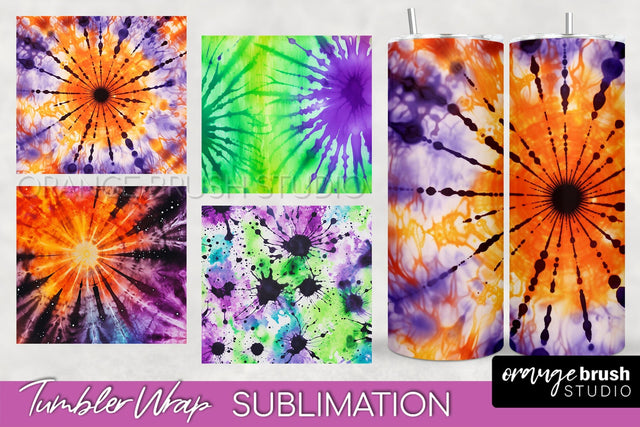 Halloween Tie Dye Tumbler Wrap, Tie Dye Tumbler Sublimation Sublimation OrangeBrushStudio 