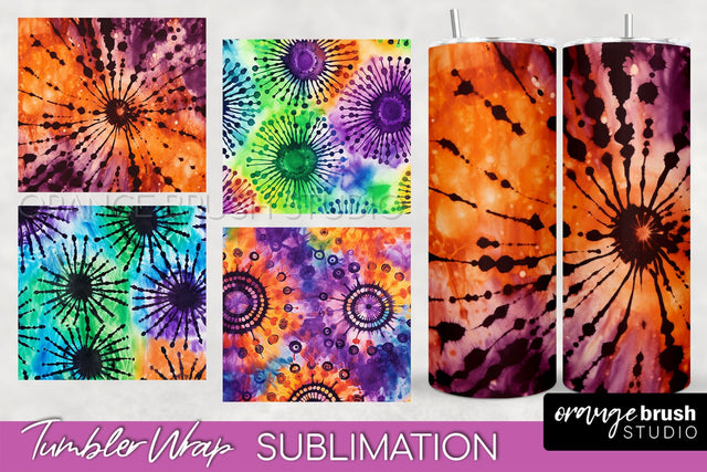 Halloween Tie Dye Tumbler Wrap, Tie Dye Tumbler Sublimation Sublimation OrangeBrushStudio 