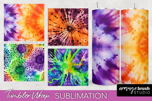 Halloween Tie Dye Tumbler Wrap, Tie Dye Tumbler Sublimation Sublimation OrangeBrushStudio 