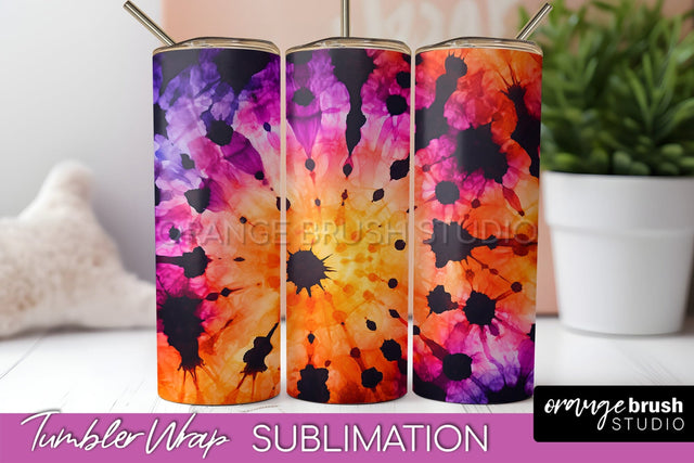 Halloween Tie Dye Tumbler Wrap, Tie Dye Tumbler Sublimation Sublimation OrangeBrushStudio 