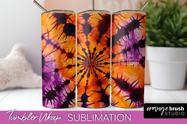 Halloween Tie Dye Tumbler Wrap, Tie Dye Tumbler Sublimation Sublimation OrangeBrushStudio 