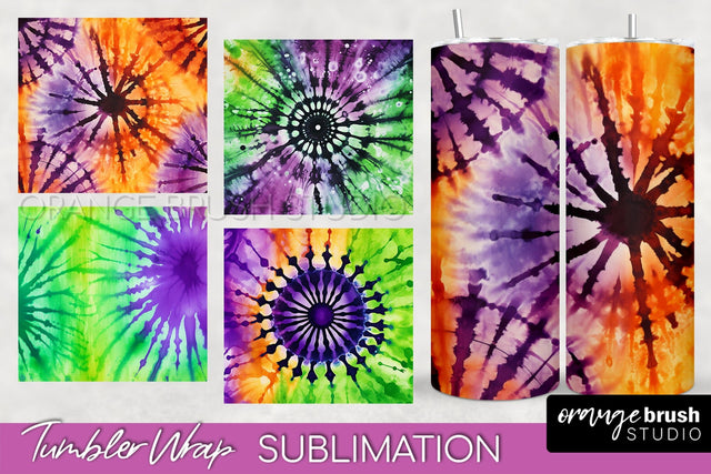 Halloween Tie Dye Tumbler Wrap, Tie Dye Tumbler Sublimation Sublimation OrangeBrushStudio 