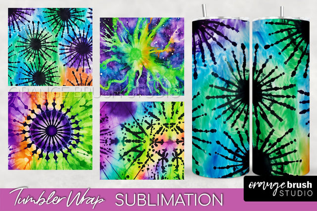 Halloween Tie Dye Tumbler Wrap, Tie Dye Tumbler Sublimation Sublimation OrangeBrushStudio 
