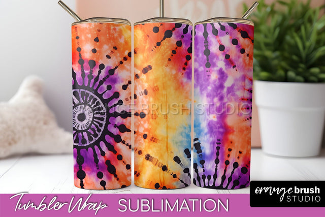 Halloween Tie Dye Tumbler Wrap, Tie Dye Tumbler Sublimation Sublimation OrangeBrushStudio 
