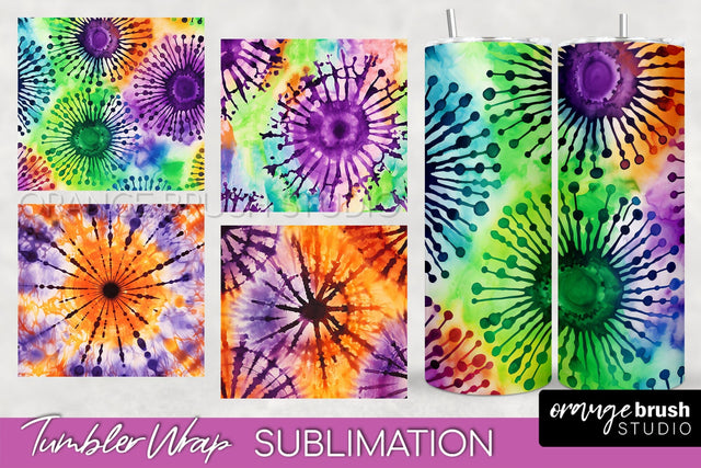 Halloween Tie Dye Tumbler Wrap, Tie Dye Tumbler Sublimation Sublimation OrangeBrushStudio 