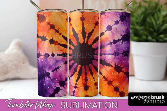 Halloween Tie Dye Tumbler Wrap, Tie Dye Tumbler Sublimation Sublimation OrangeBrushStudio 