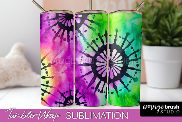 Halloween Tie Dye Tumbler Wrap, Tie Dye Tumbler Sublimation Sublimation OrangeBrushStudio 