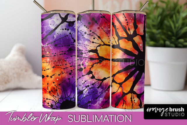 Halloween Tie Dye Tumbler Wrap, Tie Dye Tumbler Sublimation Sublimation OrangeBrushStudio 