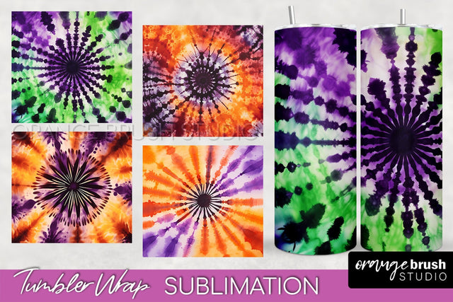 Halloween Tie Dye Tumbler Wrap, Tie Dye Tumbler Sublimation Sublimation OrangeBrushStudio 