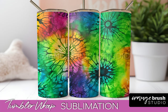 Halloween Tie Dye Tumbler Wrap, Tie Dye Tumbler Sublimation Sublimation OrangeBrushStudio 