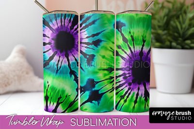 Halloween Tie Dye Tumbler Wrap, Tie Dye Tumbler Sublimation Sublimation OrangeBrushStudio 